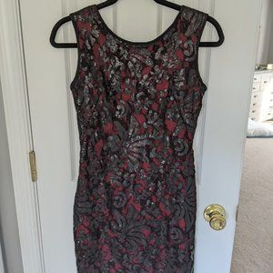 Cache red and black sequence dress